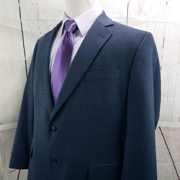 Stafford Tailored Culture Classic Fit 44R 2 Btn Blue Birdseye Blazer Spo… - Picture 5 of 10
